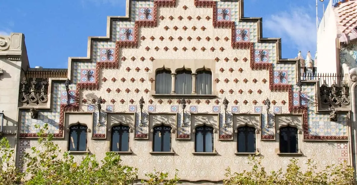 Stepped Flemish-gable façade of Casa Amatller, one of the Modernista museums in Barcelona, Spain