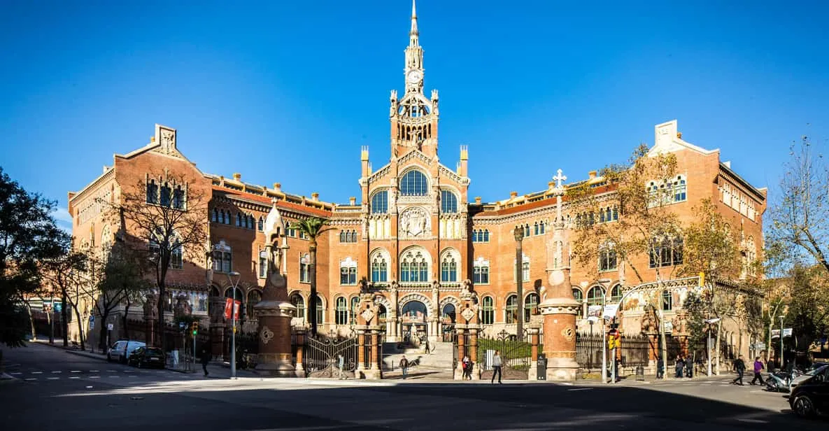 Tiled Modernista pavilions and gardens at Sant Pau, one of the standout museums in Barcelona, Spain